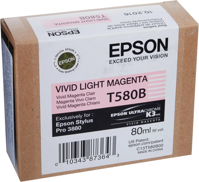 Tusz Epson T580B UltraChrom K3 80 ml Vivid Light Magenta (10343873643) - obraz 1