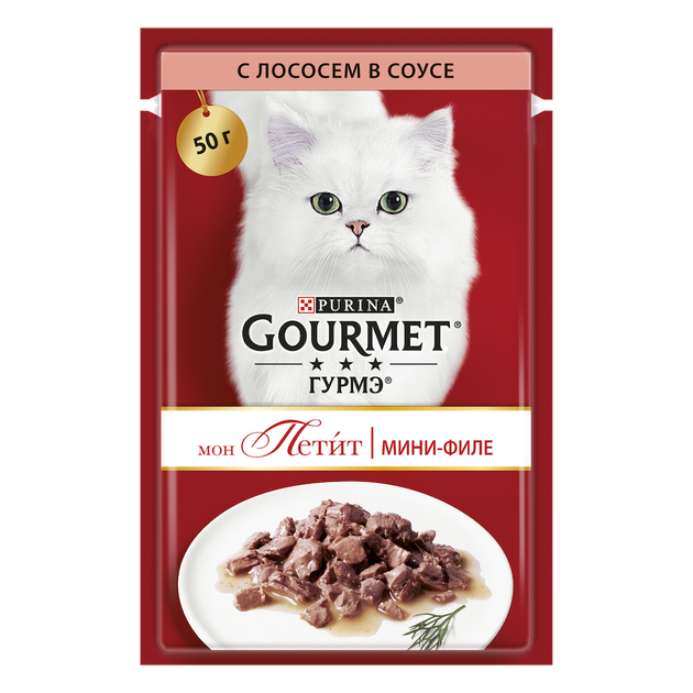 Консервований корм Purina Gourmet Mon Petit Вологий корм для дорослих котів шматочки з лососем в соусі 30 шт х 50 г (7613035312692-30) - Фото 1 Консервований корм Purina Gourmet Mon Petit Вологий корм для дорослих котів шматочки з лососем в соусі 30 шт х 50 г (7613035312692-30) - изображение 1