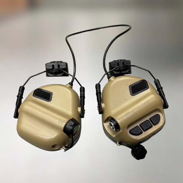 Навушники тактичні Earmor M31H, активні, з кріпленням на шолом, NRR 22, колір – Койот, активні навушники військові (243813) - зображення 1