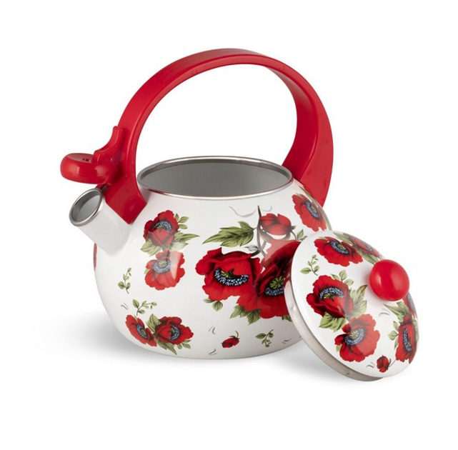 Чайник со свистком Edenberg EB-1745poppies эмалированные маки 2,2л ...