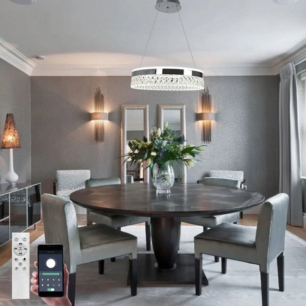 Керована світлодіодна люстра ESLLSE CARINA 90W R SMART 500x1200мм Хром - Фото 3 Керована світлодіодна люстра ESLLSE CARINA 90W R SMART 500x1200мм Хром - зображення 3
