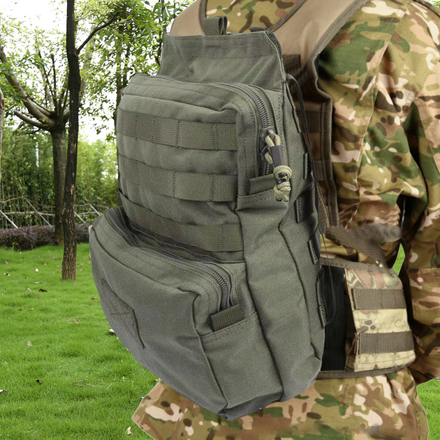 Тактичний рюкзак на плитоностку, утилітарний підсумок під гідратор ROCO tactical Кордура 1000D олива - зображення 1