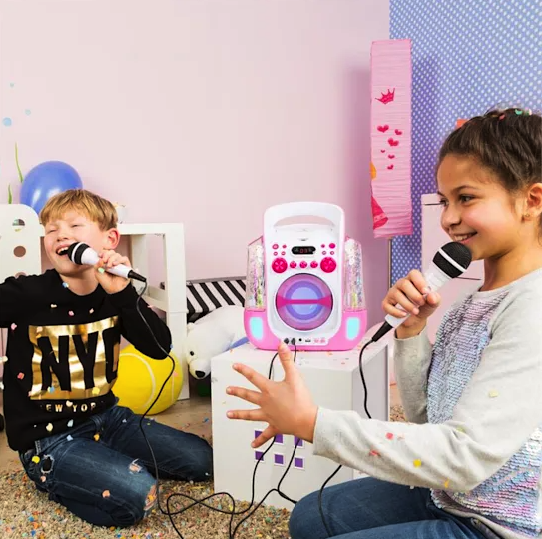 Дитяча караоке-система Auna Kara Liquida, CD, USB, MP3, світлодіодний фонтан, 2 мікрофони - Фото 6 Дитяча караоке-система Auna Kara Liquida, CD, USB, MP3, світлодіодний фонтан, 2 мікрофони - зображення 6