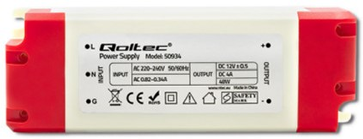 Zasilacz impulsowy Qoltec LED IP20, 48 W, 12 V, 4 A (50934) (5901878509341) - obraz 1