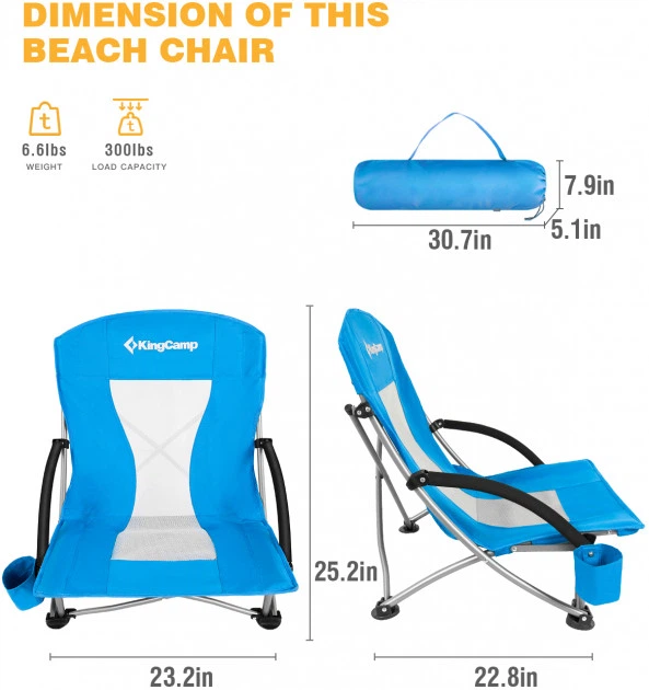 Розкладне крісло KingCamp BEACH CHAIR(KC3841) blue - Фото 2 Розкладне крісло KingCamp BEACH CHAIR(KC3841) blue - изображение 2