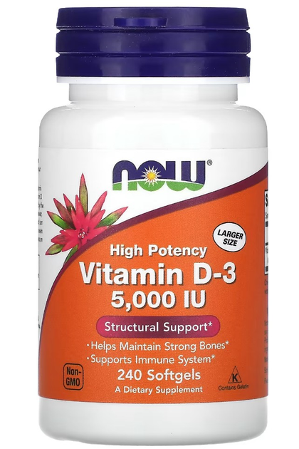 Витамин Д, Д3, Vitamin D3, холекальциферол, 5000 МЕ, 240 капсул ...
