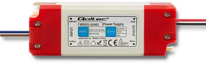 Zasilacz impulsowy Qoltec LED IP20, 24 W, 12 V, 2 A (50982) (5901878509822) - obraz 1