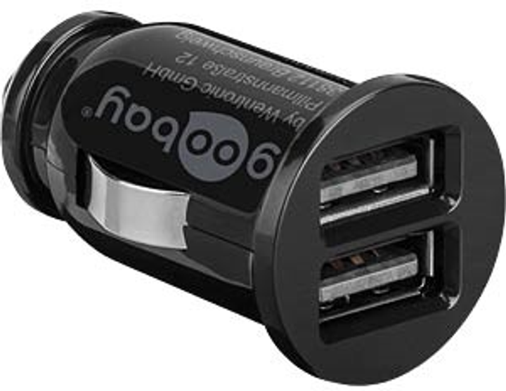 Автомобільний зарядний пристрій Goobay з двома USB-портами, чорний (4040849589126) - зображення 1