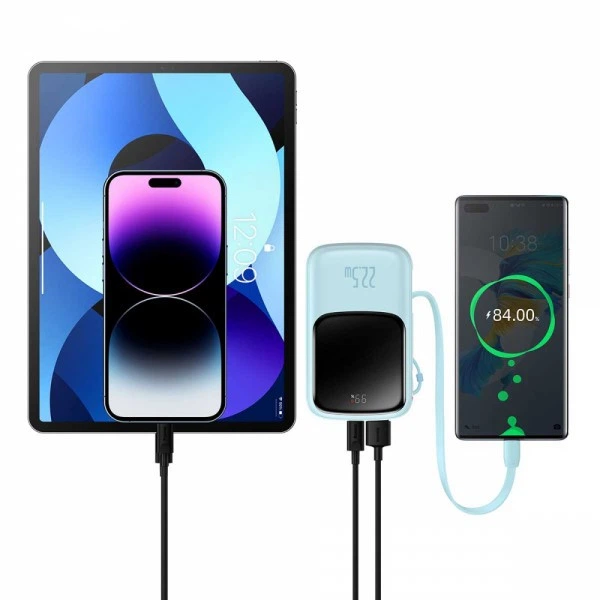 Повербанк 20000 мАг 22.5Вт USB Type-C блакитний Baseus Qpow PPQD030103 - Фото 5 Повербанк 20000 мАг 22.5Вт USB Type-C блакитний Baseus Qpow PPQD030103 - зображення 5