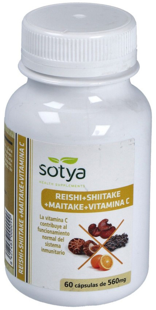 Дієтична добавка Sotya Reishi+Shiitake+Maitake+Vitamin C 60 капсул (8427483000099) - зображення 1