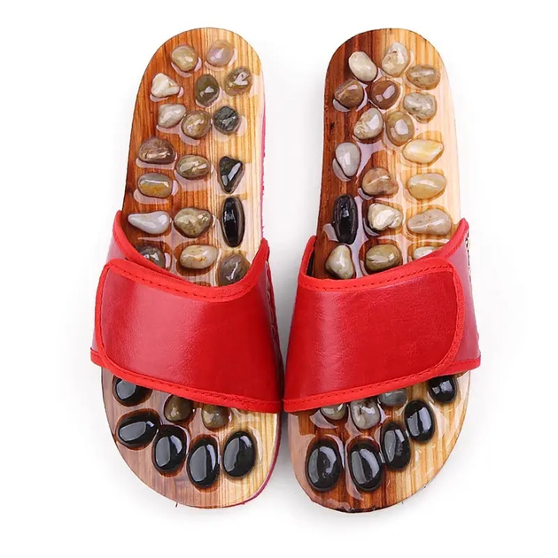 Тапочки массажные ортопедические с камнями Penghang massage shoes красные размер 38-39 - изображение 1