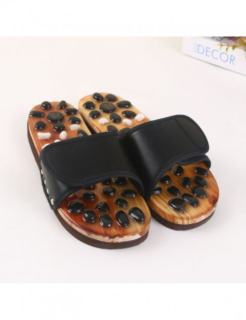 Тапочки массажные ортопедические с камнями Penghang massage shoes черные размер 40-41 - изображение 2