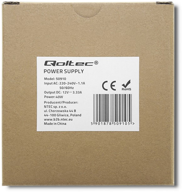 Zasilacz Qoltec na szynę DIN 40 W, 12 V, 3,33 A, Slim White (50910) (5901878509105) - obraz 4