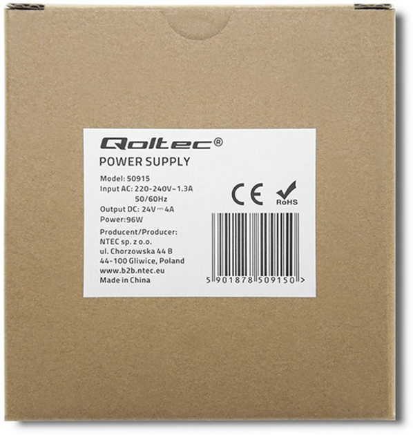 Zasilacz Qoltec na szynę DIN 96 W, 24 V, 4 A, Slim White (50915) (5901878509150) - obraz 3