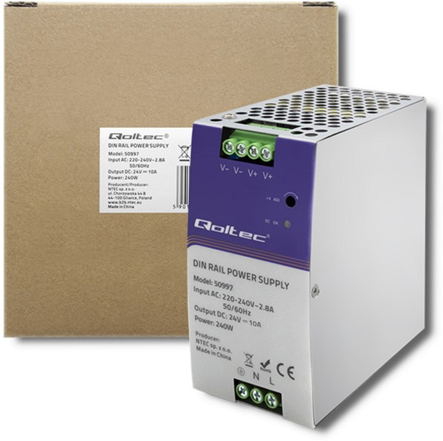 Zasilacz Qoltec na szynę DIN 240 W, 24 V, 10 A (50997) (5901878509976) - obraz 4