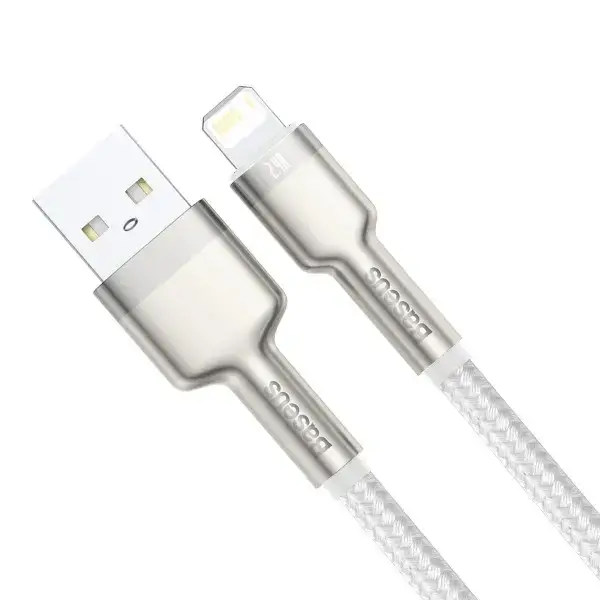 Кабель синхронизации Baseus Cafule Metal Cable USB to Lightning 2.4A 1m Белый (CALJK-A02) - изображение 3