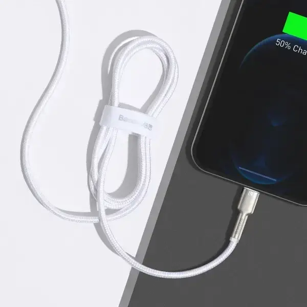 Кабель синхронизации Baseus Cafule Metal Cable USB to Lightning 2.4A 1m Белый (CALJK-A02) - изображение 9