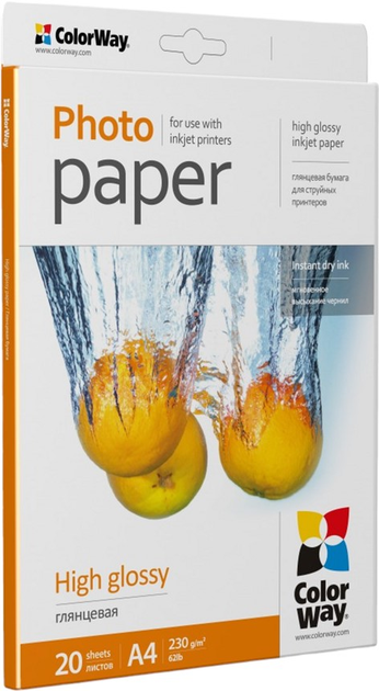 Papier fotograficzny ColorWay High Glossy A4 230 g/m² 20 szt. (6942941817634) - obraz 1