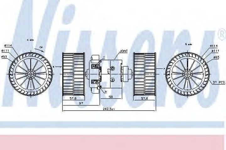 Вентилятор обігрівача MERCEDES ACTROS MP2/MP3 02- OM 541.973/35 вир-во Nissens Nissens (87191) - зображення 1