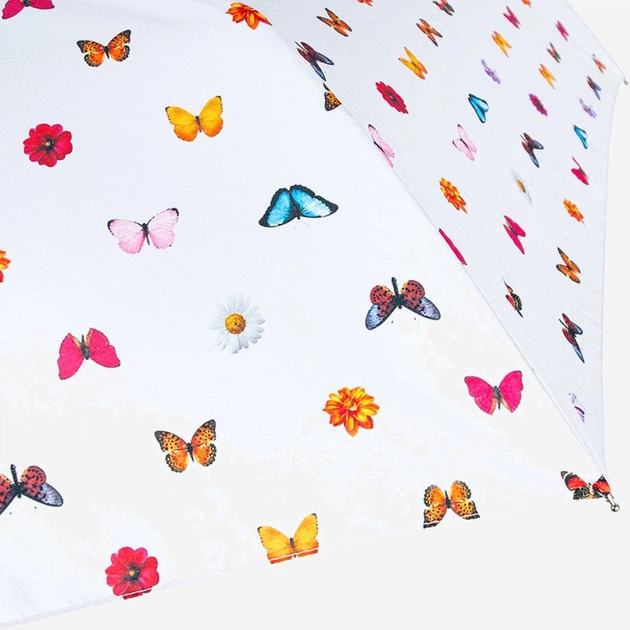 Зонт складной механический Fulton FULL553 Butterfly-Flowers/Белый (2900000179684) - изображение 7