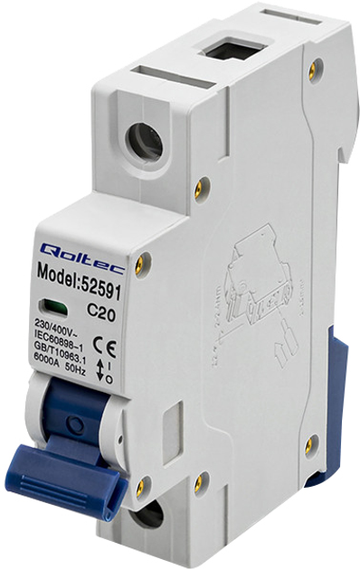 Wyłącznik automatyczny Qoltec C20 Bezpiecznik AC 20 A 1P (5901878525914) - obraz 1