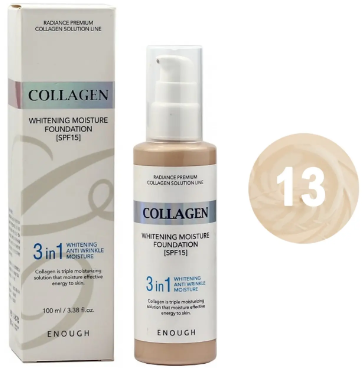 Тональний крем Enough Collagen Whitening Foundation SPF 15 13 100 мл (8809474497062) - Фото 1 Тональний крем Enough Collagen Whitening Foundation SPF 15 13 100 мл (8809474497062) - изображение 1