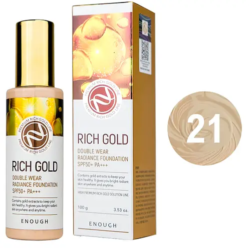 Тональний крем Enough Rich Gold Double Wear Radiance Foundation SPF50 21 100 мл (8809605871945) - Фото 1 Тональний крем Enough Rich Gold Double Wear Radiance Foundation SPF50 21 100 мл (8809605871945) - изображение 1