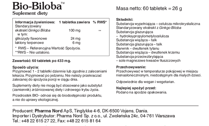 Suplement diety Pharma Nord Activecomplex Biloba Forte 60 tabletek (5709976272200) - obraz 2