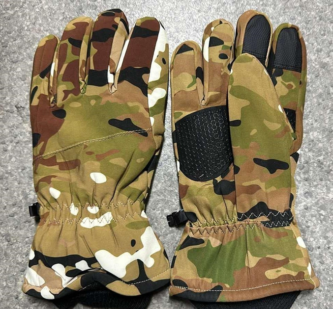 Зимові рукавички мультикам Softshell на хутрі тактичні рукавички військові софтшелл армійські сенсорні рукавички - зображення 1