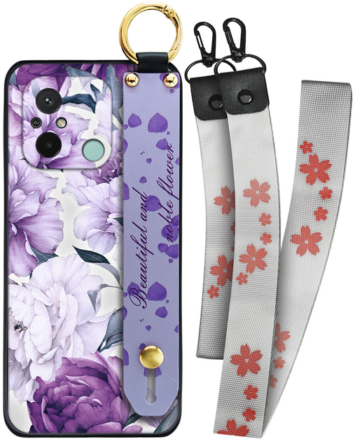 Чехол SHLab Xiaomi Redmi 12C Beautiful Flower + два ремешка с карабином ...