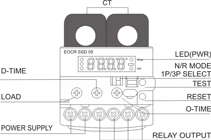 Реле захисту двигуна 3-30A AC 220V [EOCR-SSD-30] Samwha - зображення 5