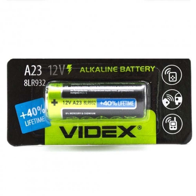 Батарейка Videx 23А 12V 1 шт. Зелений із чорним – фото, відгуки ...