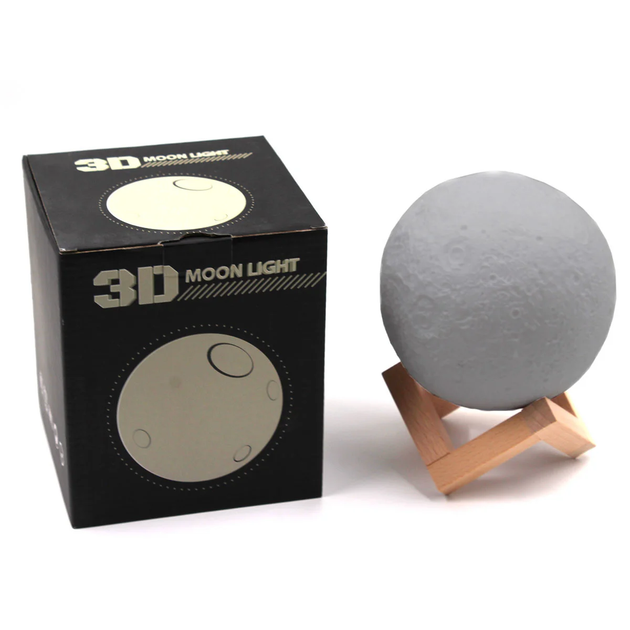Светильник ночник Луна 3 D Moon Light RGB аккумуляторный 14 см с пультом Цветной - изображение 10