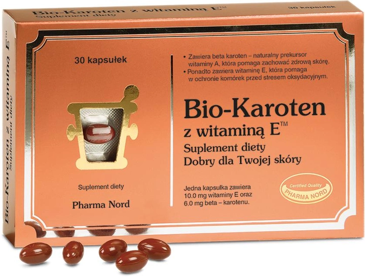 Біологічно активна добавка Pharma Nord Bio-Karoten + E 30 капсул (5709976100107) - зображення 1