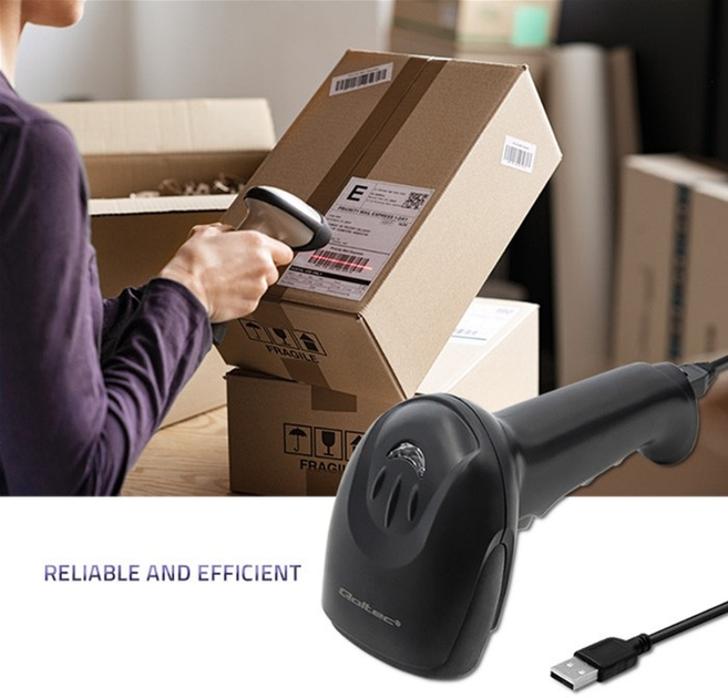 Сканер штрих-кодів Qoltec Laser 1D, CCD, USB Чорний (50866) (5901878508665) - зображення 8