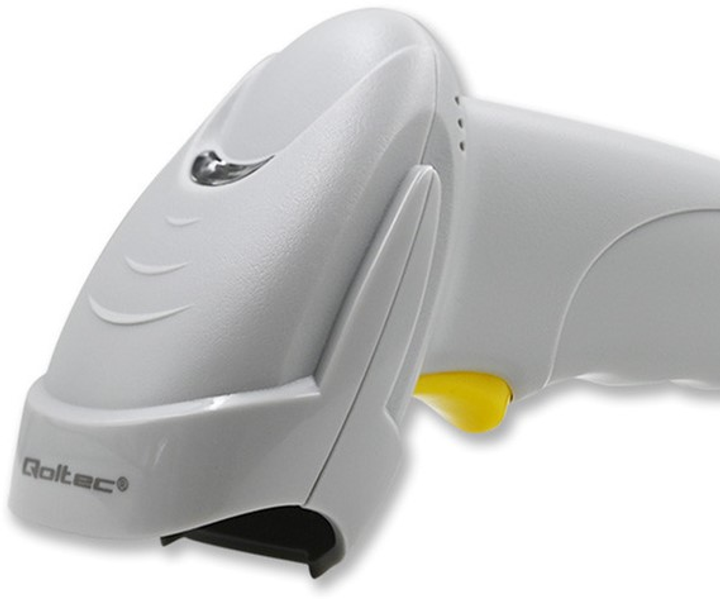 Skaner kodów kreskowych Qoltec Laser 1D, USB Biały (50877) (5901878508771) - obraz 2