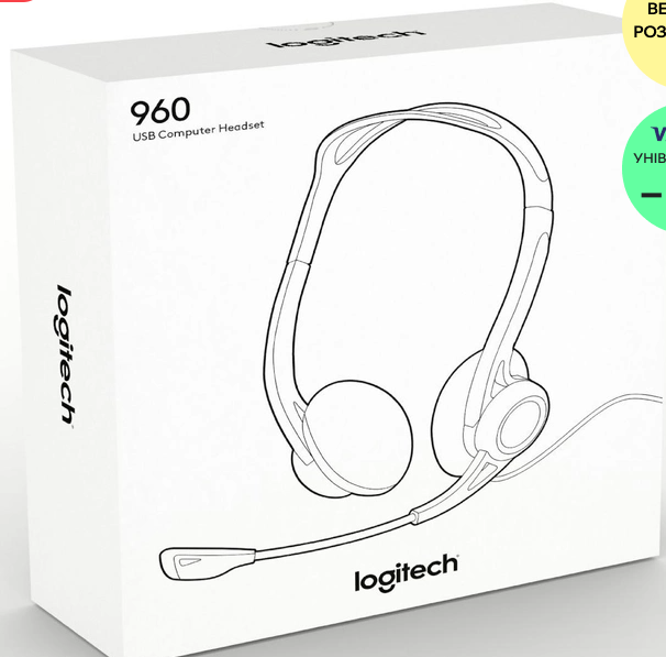 Наушники Logitech PC 960 Stereo Headset USB (981-000100) - Фото 3 Наушники Logitech PC 960 Stereo Headset USB (981-000100) - изображение 3