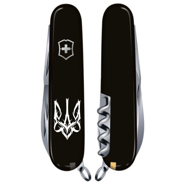 Нож складной 91 мм, 14 функций Victorinox CLIMBER UKRAINE Черный/Трезубец готический белый - изображение 2