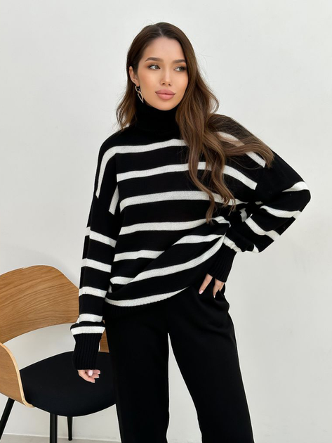 Свитер вязаный женский ARTKNIT Jolie S-M Черный с молочным (4823093444249) 