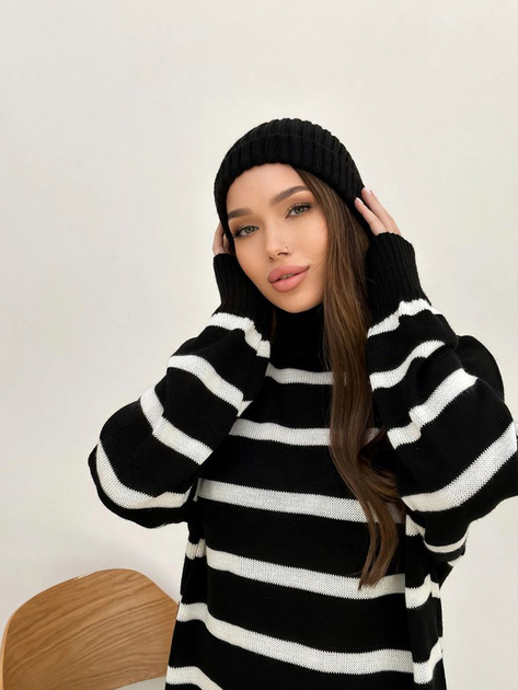 Свитер вязаный женский ARTKNIT Jolie S-M Черный с молочным (4823093444249) 