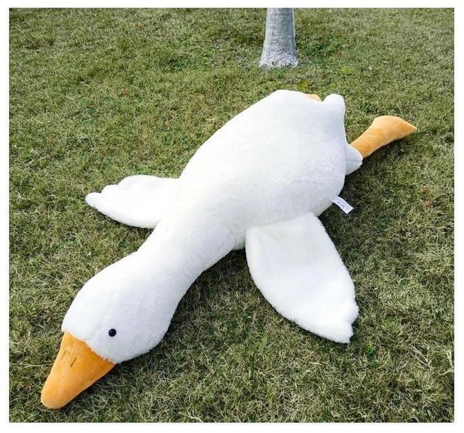 Большая мягкая плюшевая игрушка подушка - обнимашка антистресс Гусь 110 см Белый - изображение 1