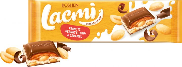 Шоколад молочный Roshen Lacmi с арахисом и карамельно-арахисовой ...