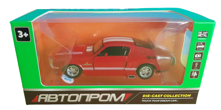 Машинка металева дитяча Ford Mustang Автопром Червоний - Фото 8 Машинка металева дитяча Ford Mustang Автопром Червоний - зображення 8