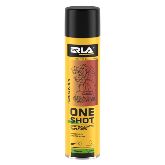 Нейтралізатор запаху та освіжувач повітря ERLA ONE SHOT сандалове дерево 600 мл (R422) - Фото 3 Нейтралізатор запаху та освіжувач повітря ERLA ONE SHOT сандалове дерево 600 мл (R422) - зображення 3