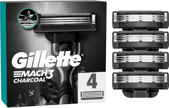 Сменные картриджи для бритья (лезвия) мужские Gillette Mach3 Charcoal 4 ...
