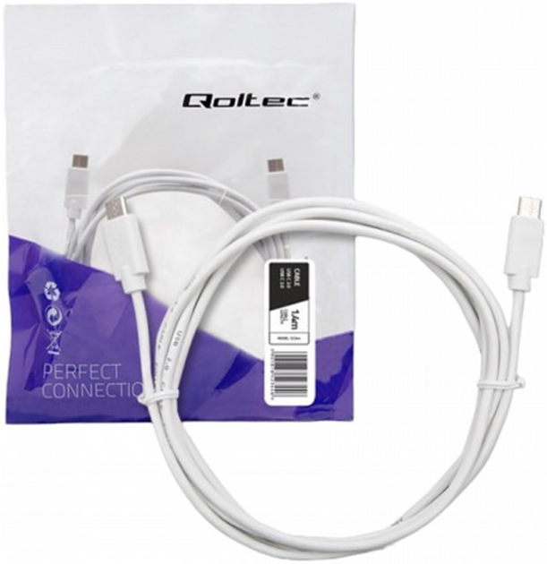 Kabel Qoltec USB Type-C - USB Type-C 2.0 1.4 m biały (5901878523446) - obraz 1