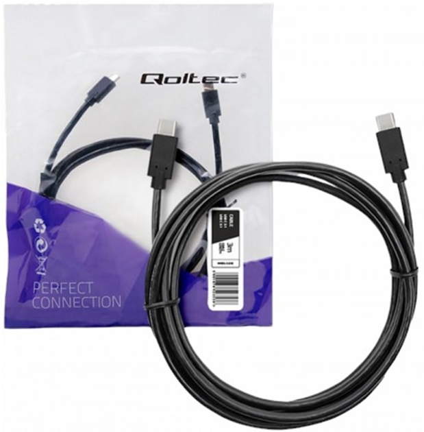 Kabel Qoltec USB Type-C - USB Type-C 3.1 3 m czarny (5901878523538) - obraz 1