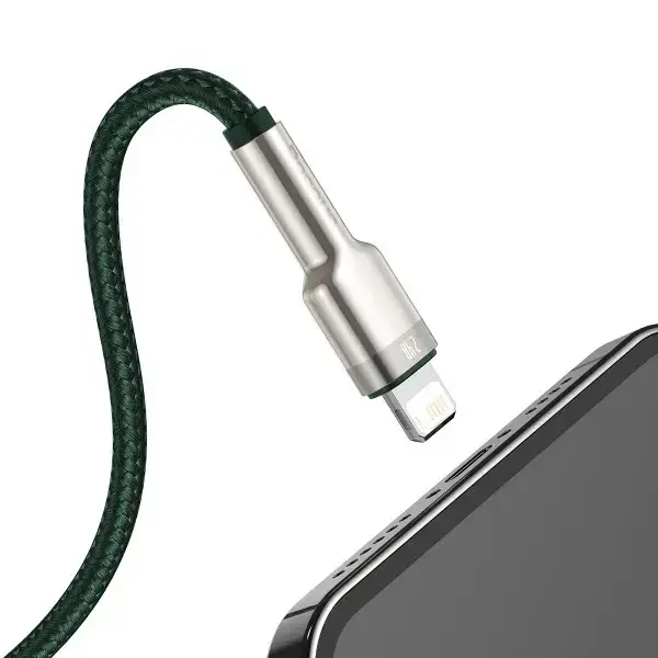 Кабель синхронізації Baseus Cafule Metal Cable USB to Lightning 2.4A 1m Green (CALJK-A06) - зображення 5
