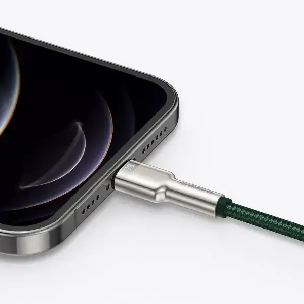 Кабель синхронізації Baseus Cafule Metal Cable USB to Lightning 2.4A 1m Green (CALJK-A06) - зображення 7