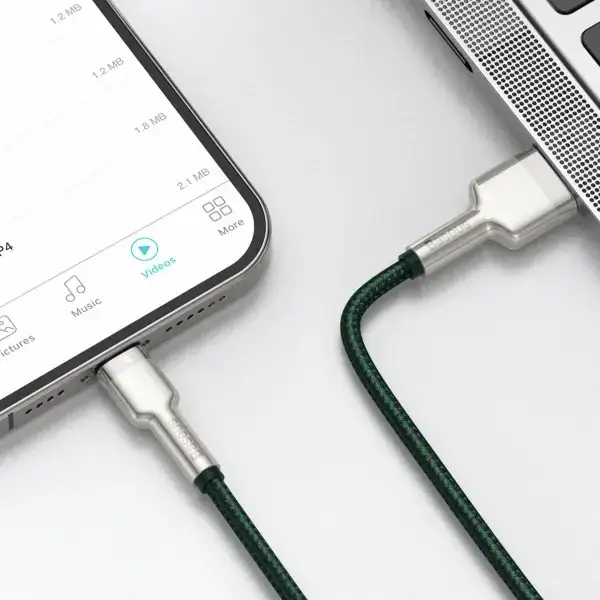 Кабель синхронізації Baseus Cafule Metal Cable USB to Lightning 2.4A 1m Green (CALJK-A06) - зображення 9